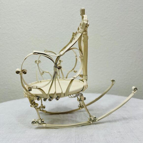 Vintage Miniature Dollhouse Metal Rocking Chair Original Folk Victorian Chair - Picture 4 of 11